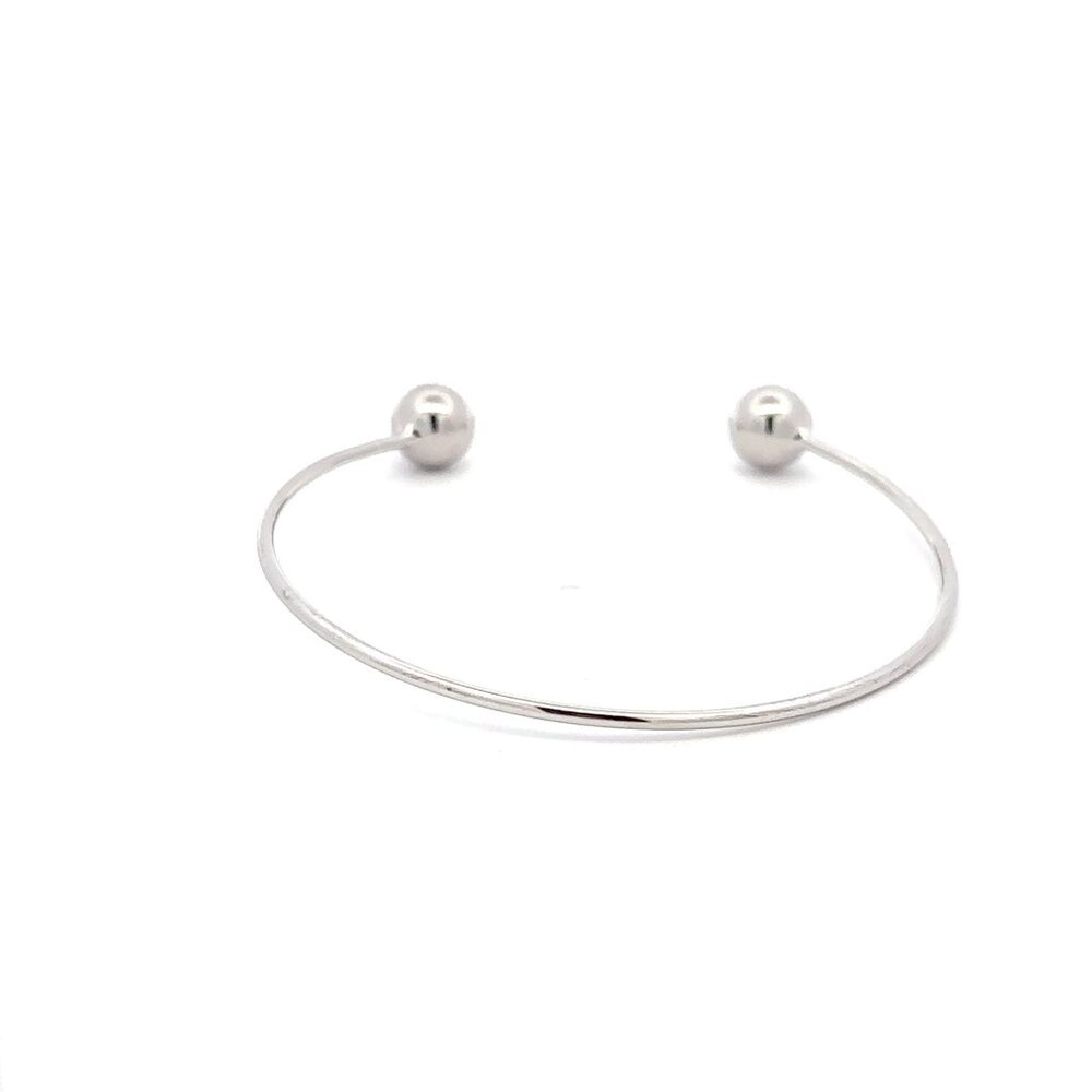 925 Sterling Silver Bangle Wire Bracelet Adjustable Size 6 3/4 inches - Picture 6 of 7